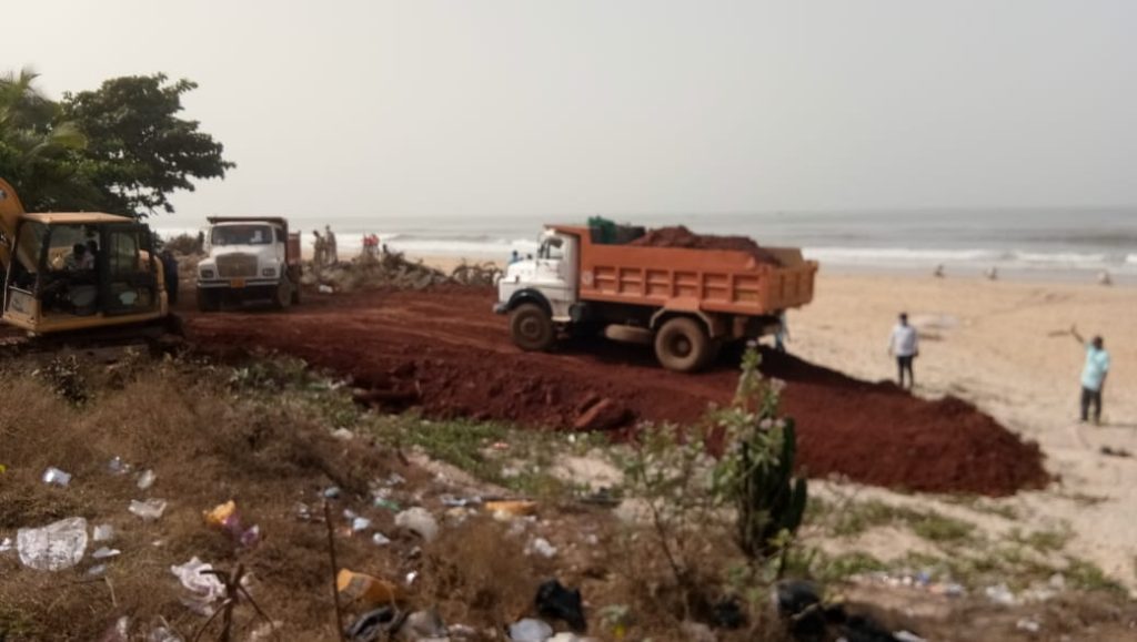 Road work on the sand